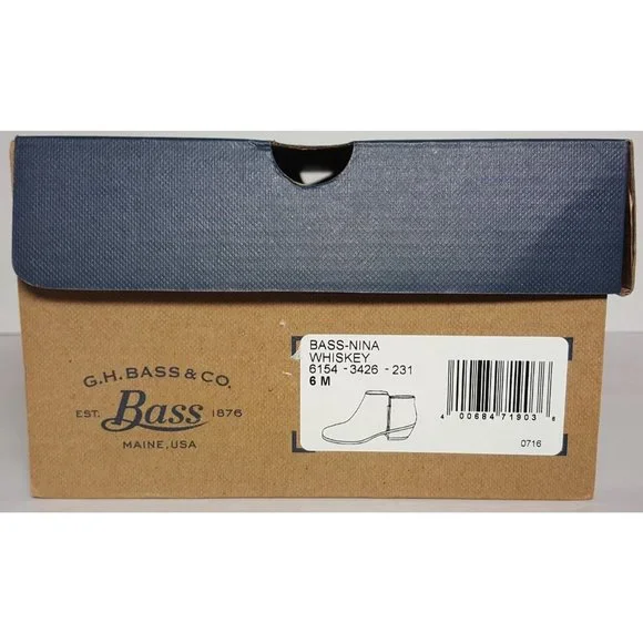 WOMEN'S G. H. BASS SHOES SIZE 6 NINA BOOTIES WHISKEY COLOR NEW/BOX - Picture 12 of 12